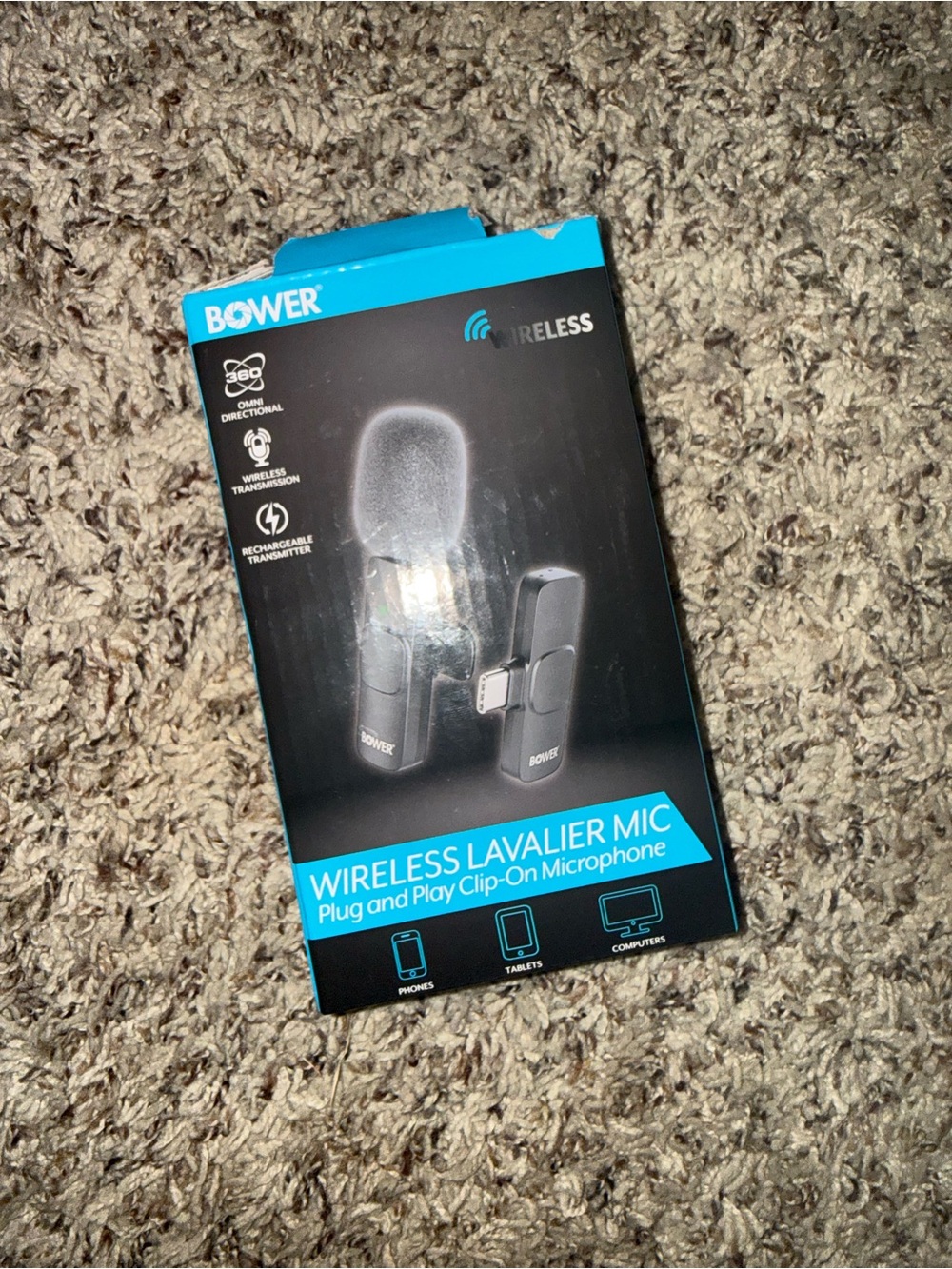 Bower Wireless Lavalier Mic - Black/Teal Accent— NIB